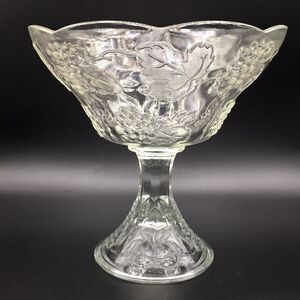 Colony Harvest Clear Pressed Glass Round Compote Dish Pedestal Bowl